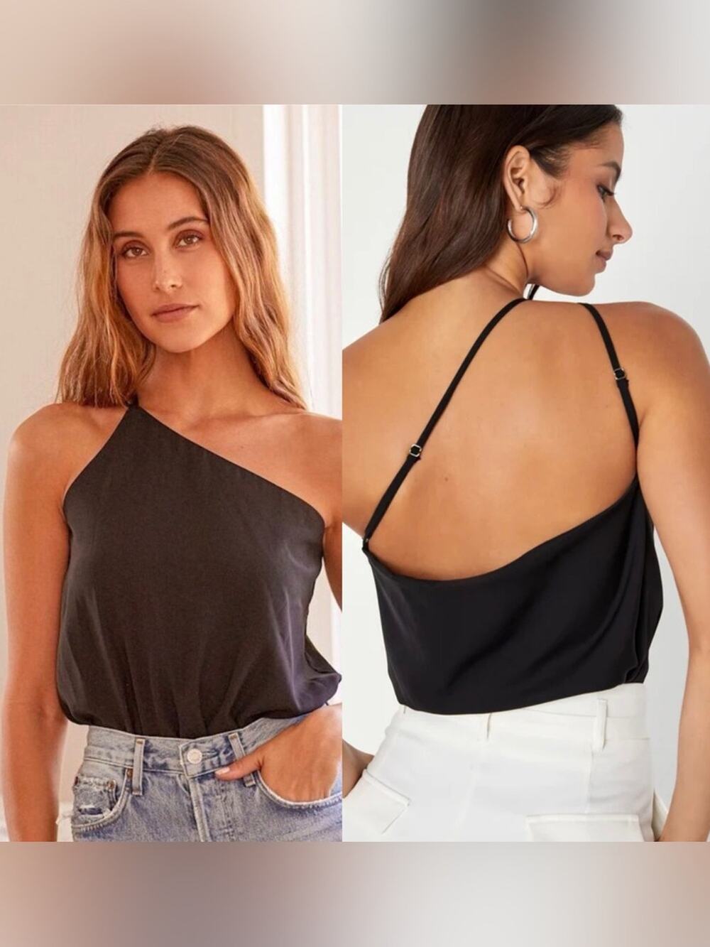 Lulus Stylin' Babe Black One-shoulder Cowl Back Bodysuit Women's Size S